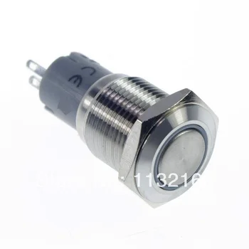 16 мм LED BlueColor Ring Нержавеющая сталь с подсветкой Поддерживается / Фиксация 1НО 1NC Кнопочный переключатель 3 В / 6 В / 12 В / 24 В / 36 В / 48 В