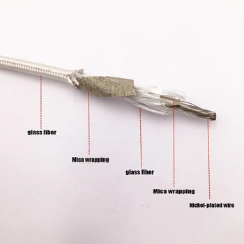 5 м слюдяной никелированный провод 600 градусов электромагнитный нагревательный провод Высокотемпературный кабель в оплетке из стекловолокна