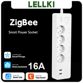 LELLKI Zigbee Удлинитель Eu Kr Smart Plug Электричество USB Розетка корейского типа Multi-tap 220v Розетка Tuya Таймер SmartThings Alexa