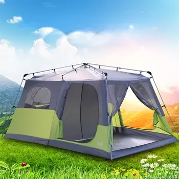 Двухслойная двухслойная двухслойная палатка для кемпинга на открытом воздухе с двумя спальнями для 4-5-8 человек с защитой от дождя