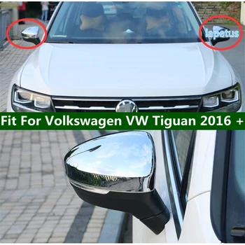  Крышка крышки зеркала заднего вида для Volkswagen VW Tiguan 2016 - 2022 хром / углеродное волокно Аксессуары для экстерьера автомобиля