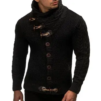 Модный вязаный свитер Супер мягкий базовый кардиган-свитер Однобортный приталенный кардиган с высоким воротником Свитер Уличная одежда