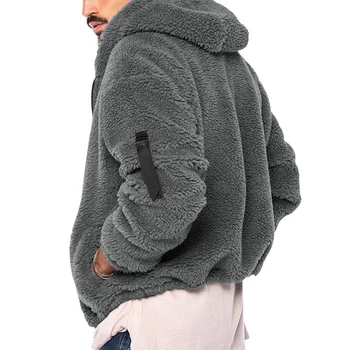Мужская зимняя теплая толстовка с капюшоном на молнии с длинным рукавом однотонная модная повседневная куртка пальто верхняя одежда с карманами