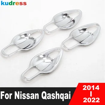 Накладка на крышку чаши боковой дверной ручки для Nissan Qashqai J11 2014-2016 2017 2018 2019 2020 2021 2022 Хромированные аксессуары для экстерьера автомобиля