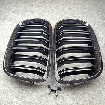 Одна пара 2007-2013 X5 E70 X6 E71 из углеродного волокна Передняя решетка радиатора с двойной планкой для BMW X5 X6 Передняя сетчатая решетка