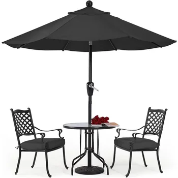 Прочные зонтики для патио 10' темно-серый свободный воздух палатка зонтик и основания патио зонтик открытый сад зонтики навесы брезент