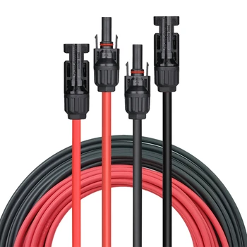  Солнечный удлинительный кабель Черный + красный 12AWG (4 мм²) с женским и мужским солнечным разъемом Удлинительный кабель для солнечной панели