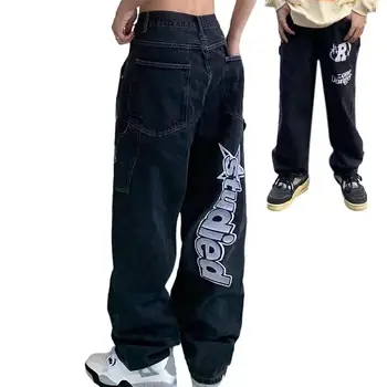 Хип-хоп джинсы для мужчин Брюки Повседневная одежда Джинсы-карго Мужчины Хип-хоп Y2K Стиль для путешествий Школа Вечеринка Каникулы Уличные гонки